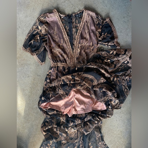 Black and Gold Lace Romper - Picture 2 of 6